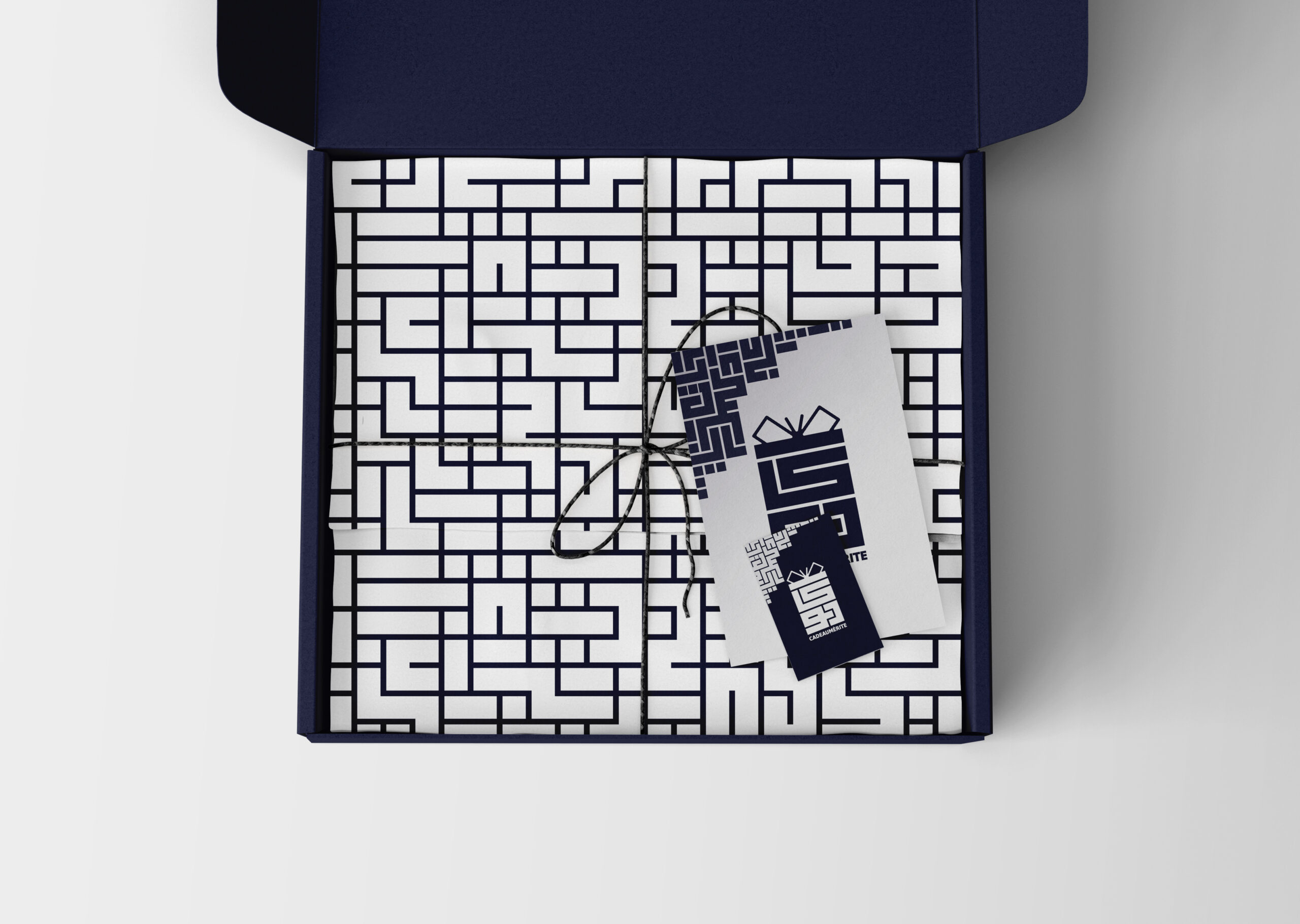 Free Gift Box with Greeting Card Mockup